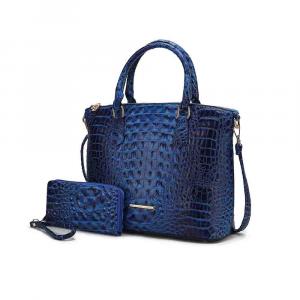 Женская сумка-тоут Liora с кошельком, сумка-кошелек из веганской кожи с тиснением под крокодила MKF Collection By Mia K., синий