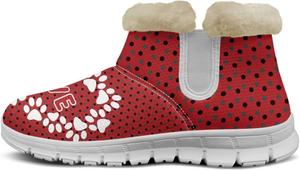 Зимние ботинки Howilath для женщин, теплые ботильоны для путешествий и отдыха на открытом воздухе, Love Dog Paw Polka Dots
