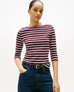 Женская облегающая футболка Cody с рукавом 3/4 и вырезом лодочка Tommy Hilfiger, бордовый