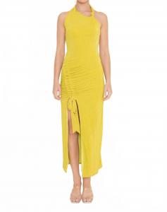 Лаймовое плиссированное платье-бюстье без рукавов с кулиской Fore Collection, Lime