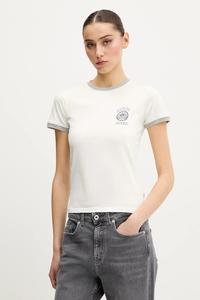 Хлопковая футболка Guess Jeans, бежевый