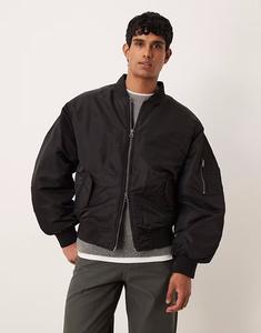 Куртка-бомбер свободного кроя черного цвета Asos Design