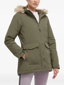 Куртка с капюшоном, отделанным искусственным мехом adidas, зеленый