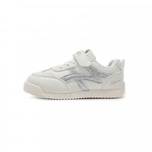 Детские низкие кеды для скейтбординга из искусственной кожи с противоскользящим покрытием, легкой амортизацией Warrior, белый/серебро