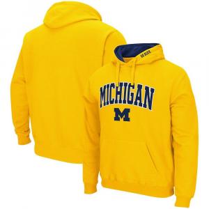 Мужской пуловер с капюшоном Colosseum Maize Michigan Wolverines Arch & Logo 3.0, цвет Mic Gold