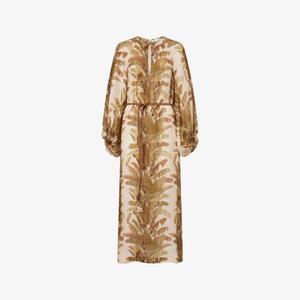 Платье миди Zimmermann Ascension из льна с рукавами-фонариками, зеленый