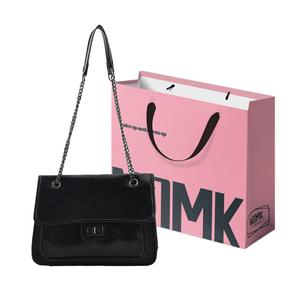 Сумка-шоппер PU женская черная NOMK, с розовым алмазным узором, через плечо