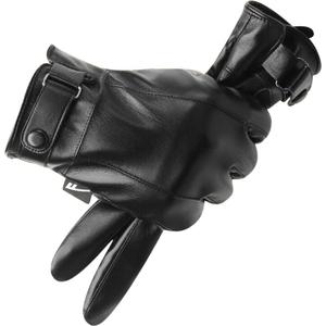 WARRIOR Кожаные вязаные перчатки унисекс, Black