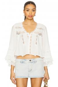 X revolve топ с рюшами rosa от Free People, clean ivory