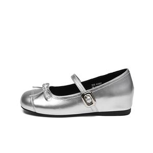 ZHR Мэри Джейн туфли женские бежевые, бордовые, серебристые — серебристые, цвет Silver