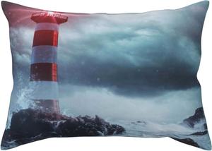 Pevtufa Декоративная наволочка с принтом "Маяк в бурном море" Lighthouse in a Stormy Sea