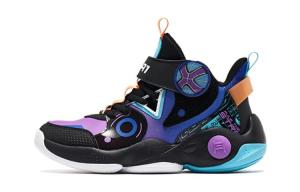 Qiaodan Амортизирующие, нескользящие баскетбольные кроссовки средней высоты, черные, фиолетовые, для подростков