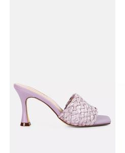 Женские босоножки на каблуке с плетеным ремешком NY Tour London Rag, фиолетовый