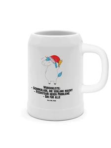 Пивная кружка с изображением единорога Санта-Клауса и надписью на белом фоне Mr. & Mrs. Panda