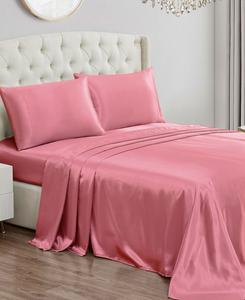 Комплект постельного белья из атласа, 4 предмета, размер «полный». Juicy Couture, Rose Pink