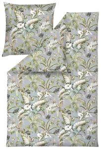 Estella Атласное постельное белье 135x200 см, зеленый цветочный узор