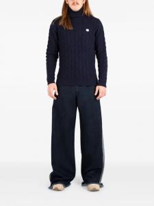 Свитер с высоким воротником косой вязки Société Anonyme, синий