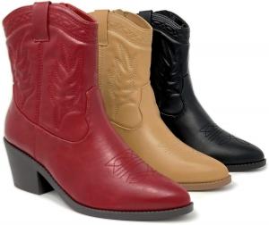 Женские ковбойские ботинки SODA Picotee с прострочкой, Rot Pu