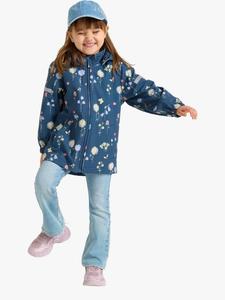 Детская куртка с цветочным принтом Waterproof Lindex, Dk Dusty Blue