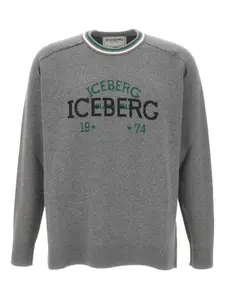 Свитер с вышитым логотипом и рукавами реглан Iceberg, серый