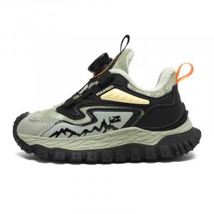 Противоскользящие, амортизирующие, износостойкие, упругие, дышащие детские беговые кроссовки Mulinsen, mls8058 черный fruit зеленый[thick cotton fleece-lined]