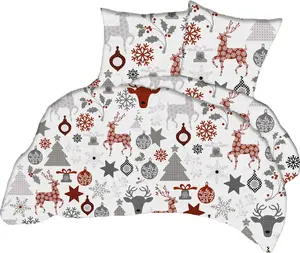Рождественский комплект постельного белья 135x200 см + 1x80x80 см, 100% хлопок, перкаль, рисунок оленей Timex-Pol