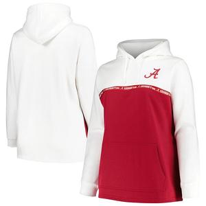 Женский худи с принтом Alabama Crimson Tide, белый/малиновый, plus size Unbranded