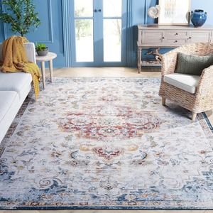 Ковер SAFAVIEH, 275 x 366 см,  Tucson Collection, моющийся, Grey & Rust, противоскользящий, идеален для помещений с высокой проходимостью: гостиная, спальня, домашний офис, столовая (TSN117F-9)