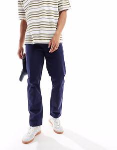 Потертые брюки-чиносы классического кроя из хлопка «лаурито» с эластичной отделкой темно-синего цвета Threadbare