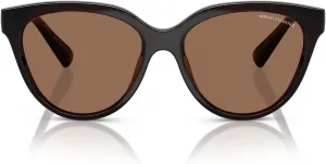 Женские солнцезащитные очки Armani Exchange Ax4148su с универсальной посадкой, круглые, Shiny Transparent Brown/Dark Brown
