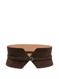 Широкий кожаный ремень с панелями Alaïa, коричневый