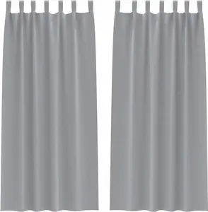 Плотные шторы с кольцами, 2 шт., светло-серые, 245 x 140 см vidaXL