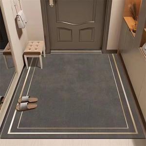 Budis Ковер 90х120 см для входной двери, ванной комнаты, в китайском стиле, серый, впитывающий, нескользящий