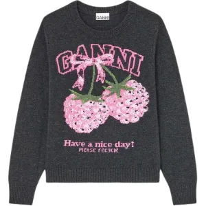 GANNI Свитер Women's Phantom Black Crew Neck Moderate Others