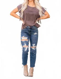 Темно-синие укороченные джинсы прямого кроя средней посадки Judy Blue