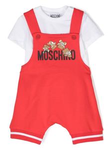 Moschino Kids комплект из комбинезона и футболки с логотипом, красный