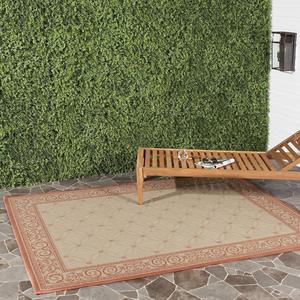 Ковер SAFAVIEH, 122 x 171 см, Washable Rug Outdoor Courtyard Collection - , Natural & Terracotta, не линяет и легко чистится, идеален для патио, заднего двора, прихожей (CY1502-3201)