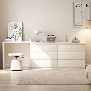 Yu Senyi Комод для спальни и гостиной настенный из массива дерева, 6 ящиков + угловой стол с верхним шкафчиком