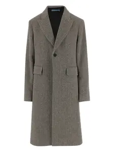 Однобортное пальто с рисунком в елочку POLO RALPH LAUREN, коричневый