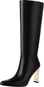 Женские черные сапоги Mofirdast до колена с острым носком, устойчивым каблуком и боковой молнией, классические и сексуальные