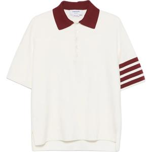 Поло в полоску с 4 полосками THOM BROWNE, белый