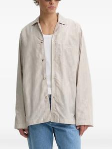 Рубашка в полоску с вышитым логотипом Nanushka, нейтральный
