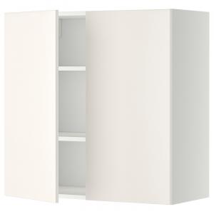 Настенный шкаф с полками/2 дверцами, белый/Veddinge white, 80x80 см IKEA Metod