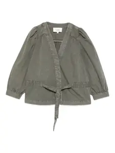 Топ с поясом и рукавами-буфами Ba&Sh, зеленый