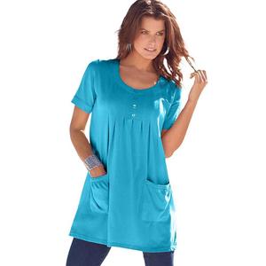 Женская туника мягкого трикотажа с двумя карманами больших размеров Roaman Roaman's, цвет Ocean