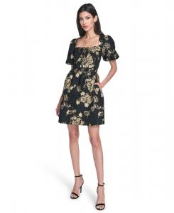 Женское платье с квадратным вырезом и пышными рукавами Vince Camuto, Black