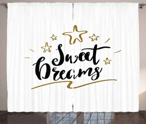 Штора ABAKUHAUS Sweet Dreams в деревенском стиле, с надписью Звезды, присборенная штора из тесьмы для спальни с петлями и крючками, 280 x 245 см, цвет бледно-кофейный с черным Abakuhaus