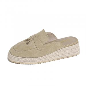 JIUXINGDAO Резиновая подошва устойчивые к истиранию металлические закрытые тапочки женские хаки, цвет Khaki