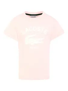 Футболка с логотипом Lacoste Kids, розовый