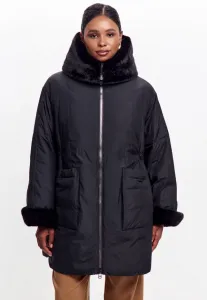 Зимнее пальто с капюшоном и манжетами Cesare Gaspari, Black